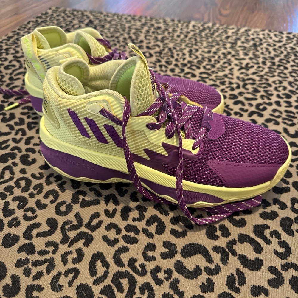adidas Damian Lillard Purple and Yellow Basketball Shoes